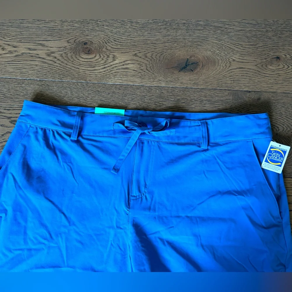 Reel Legends Reel-Tec Womens Solid Daphne Blue Woven Drawstring Shorts Size PXL